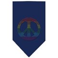 Unconditional Love Rainbow Peace Sign Rhinestone Bandana Navy Blue Small UN852337
